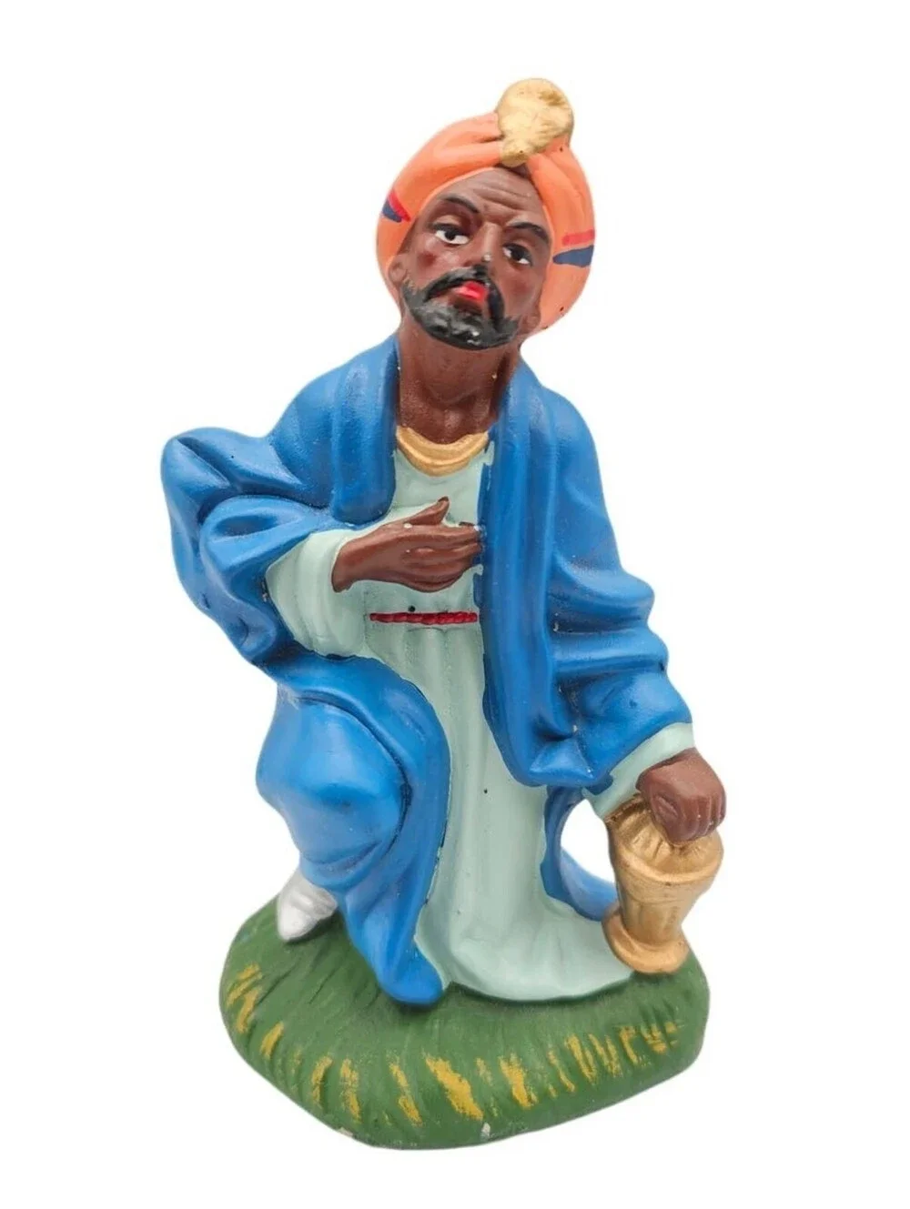 Vtg 1960s Paper Mache Christmas Nativity Figure Keeling Wise Man Fontanini